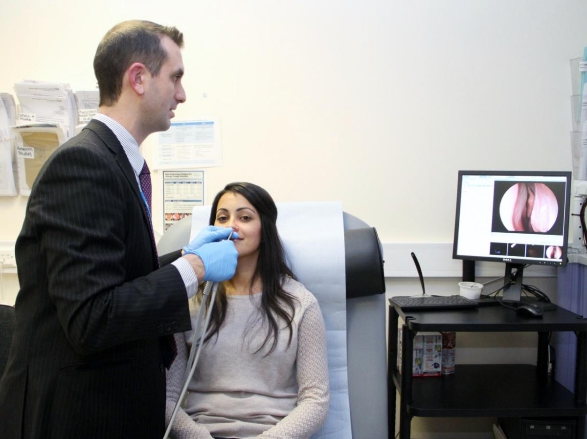 Nasal Endoscopy being performed